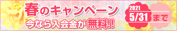 春のキャンペーン実施中　今なら入会金が無料!!