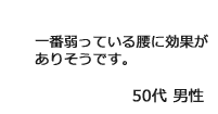 「一番弱っている腰に効果がありそうです。」50代男性